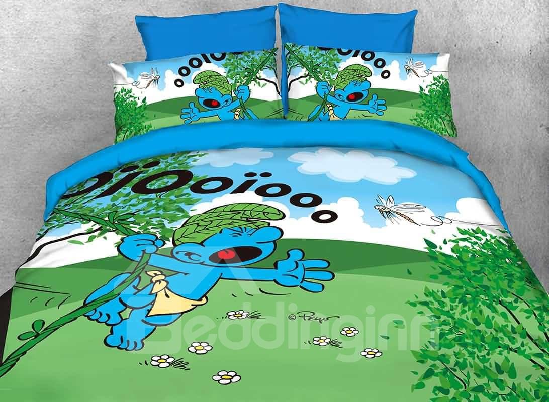 Wild Smurf in Jungle Natural Twin 3-Piece Kids Bedding Sets/Duvet Covers by BeddingInn