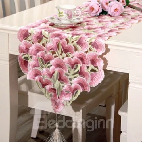 Wonderful Rectangle Polyester Flower Pattern Dining Room Decoration Table Runner by BeddingInn
