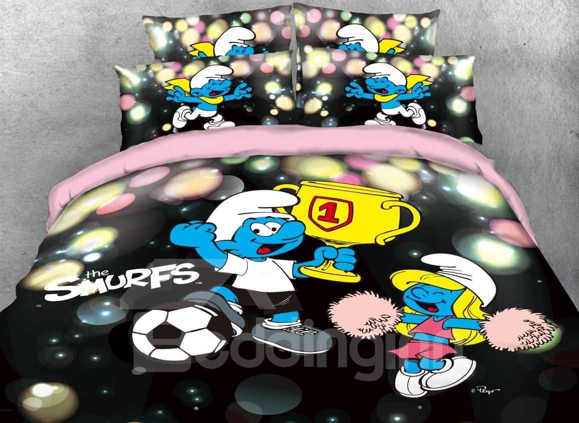 World Cup Soccer Champion Smurf Twin 3-Piece Kids Bedding Sets by BeddingInn