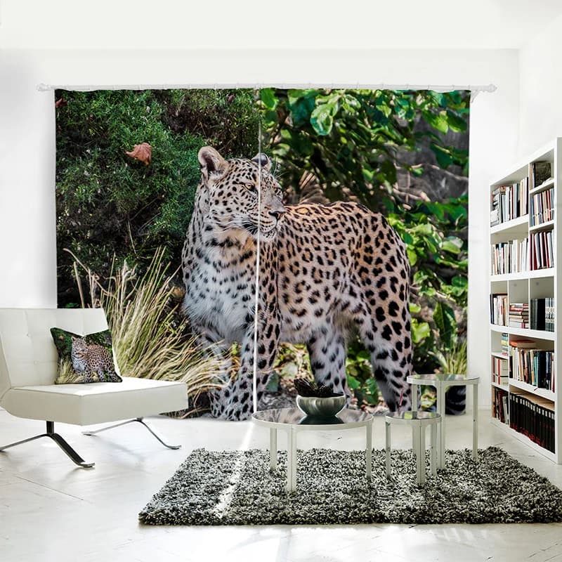 Vivid Leopard Pattern 3D Printed Polyester Curtain by BeddingInn Selected
