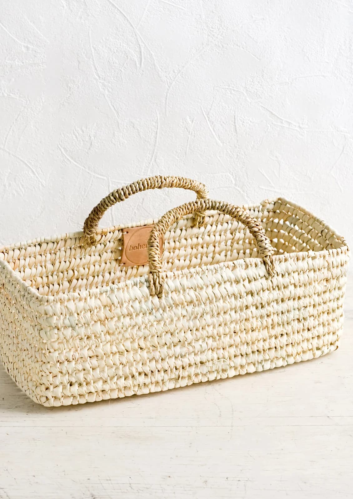 Palm Leaf Narrow Storage Basket by Bohemia