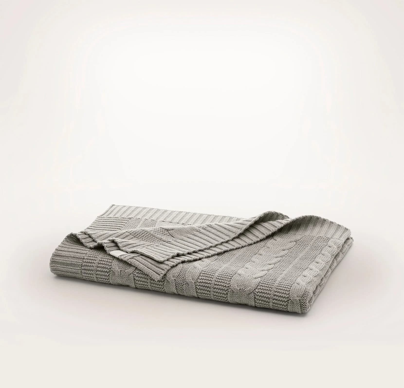 Baby Blankets - Heathered Pewter Cable Knit by Boll & Branch