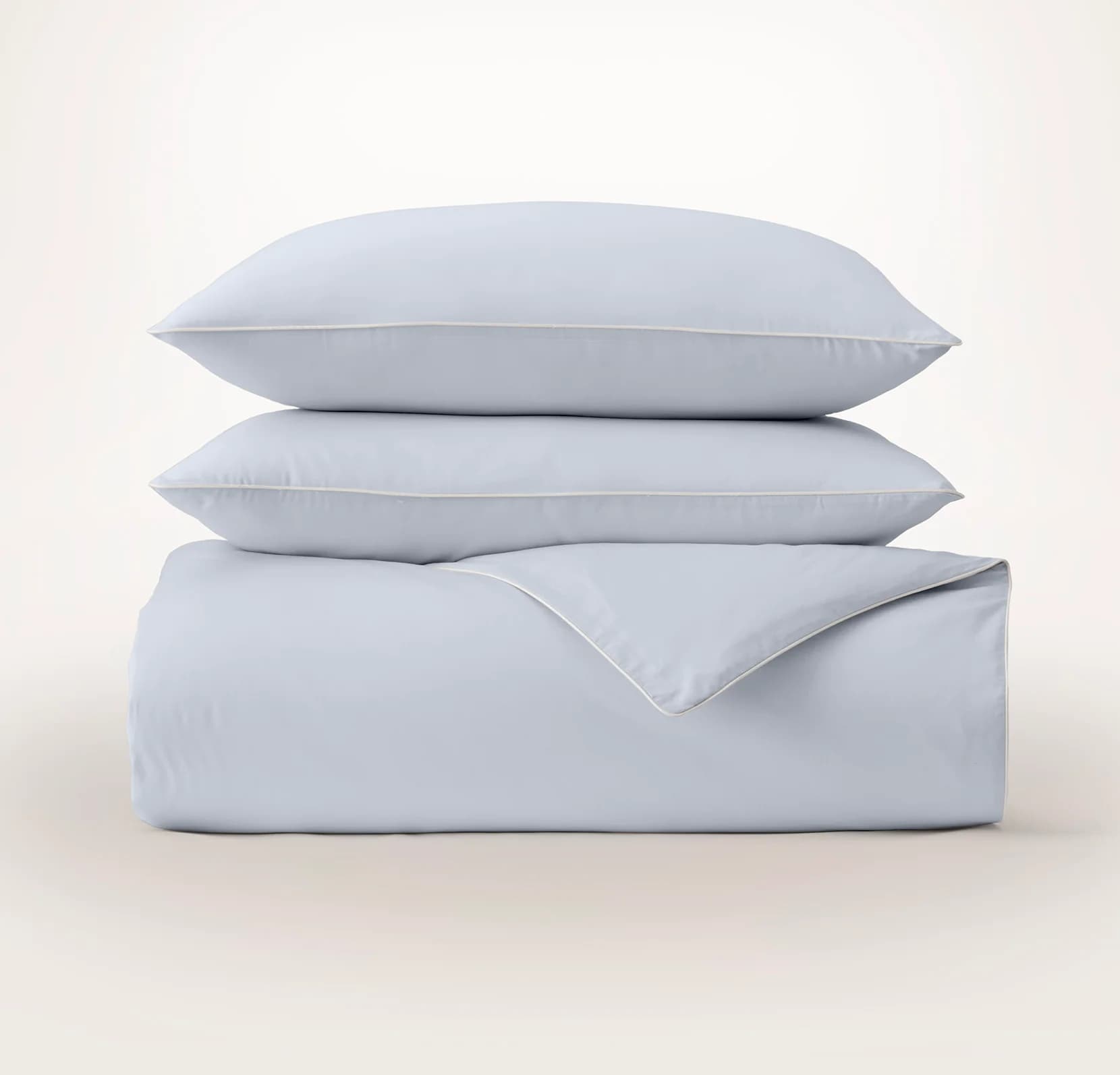 Percale Embellished Duvet Set - Hydrangea/White Piped Edge by Boll & Branch