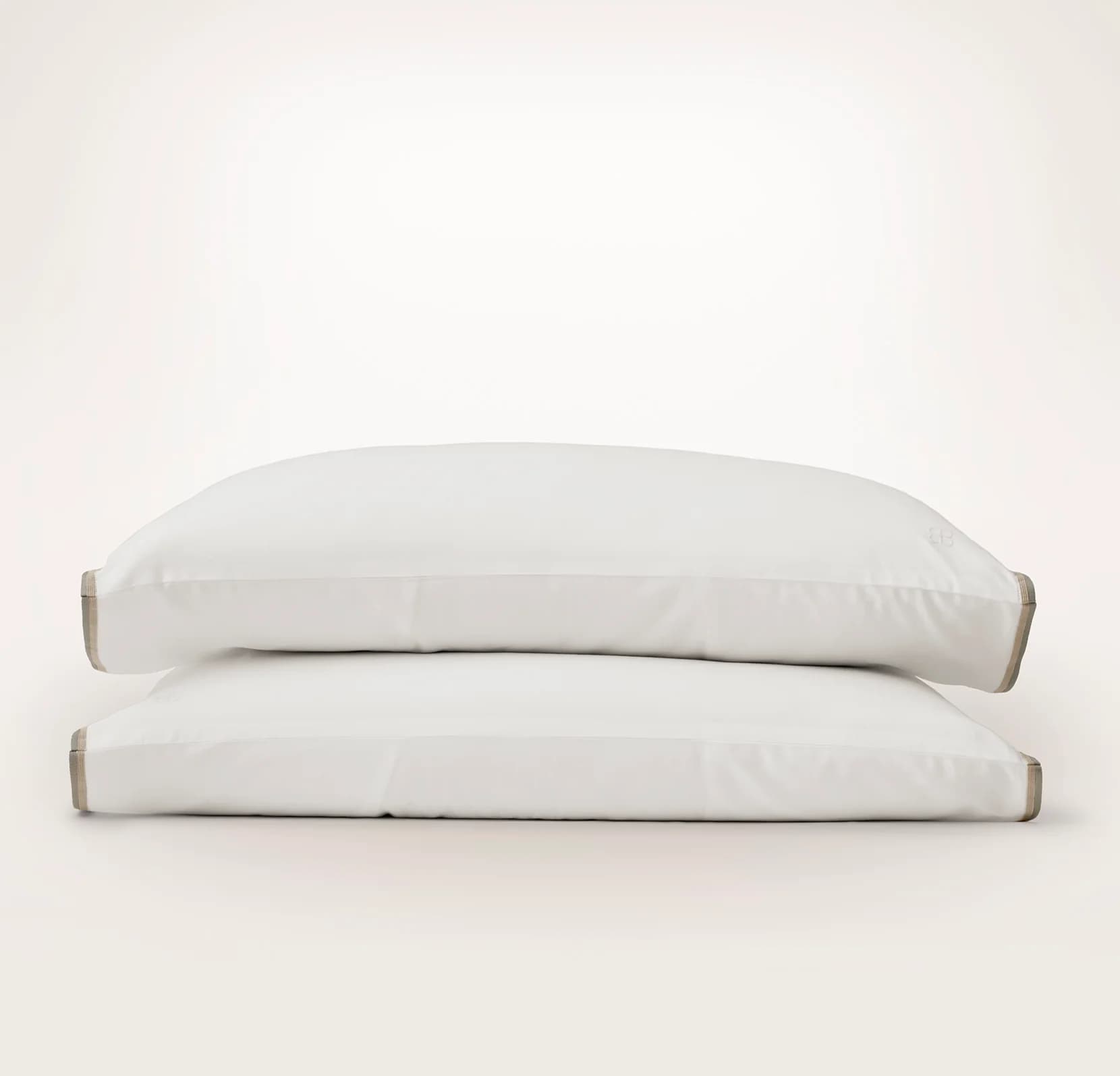 Percale Embellished Pillowcase Set - White/Pewter/Oak Trielle by Boll & Branch