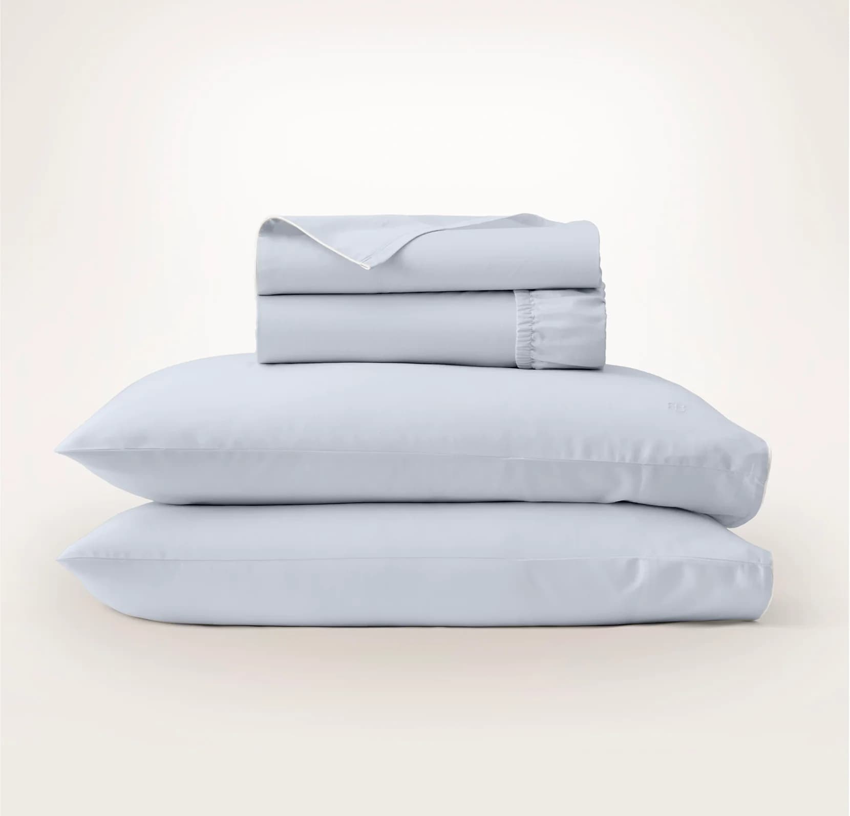 Percale Embellished Sheet Set - Hydrangea/White Piped Edge by Boll & Branch