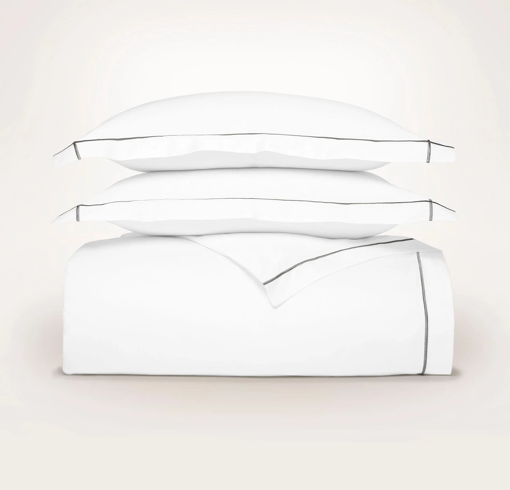 Signature Embellished Duvet Set - White/Stone Embroidered by Boll & Branch