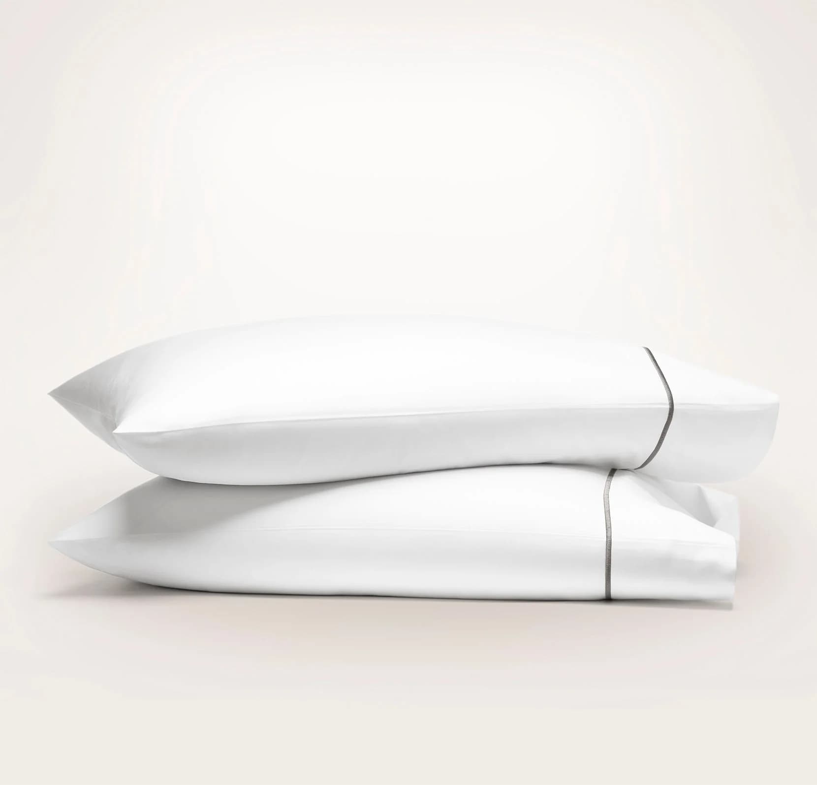 Signature Embellished Pillowcase Set - White/Stone Embroidered by Boll & Branch