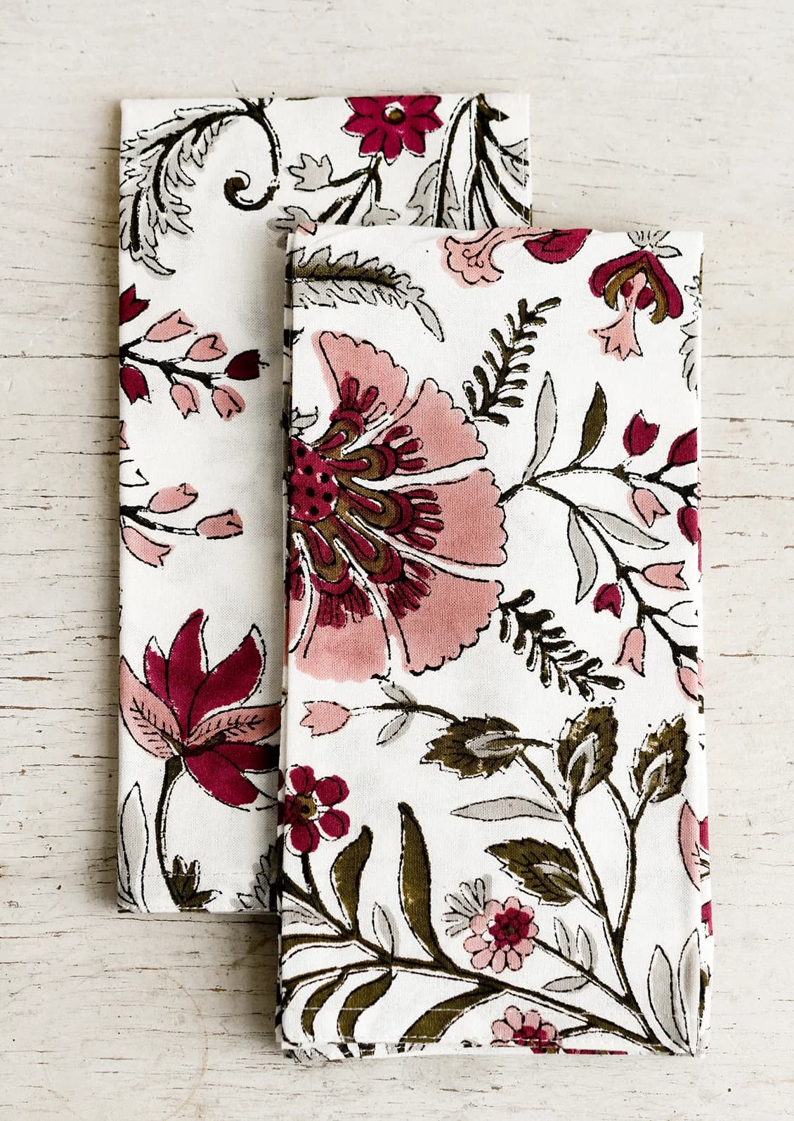 Dianthus Block Print Napkin Set by Bungalow Dk