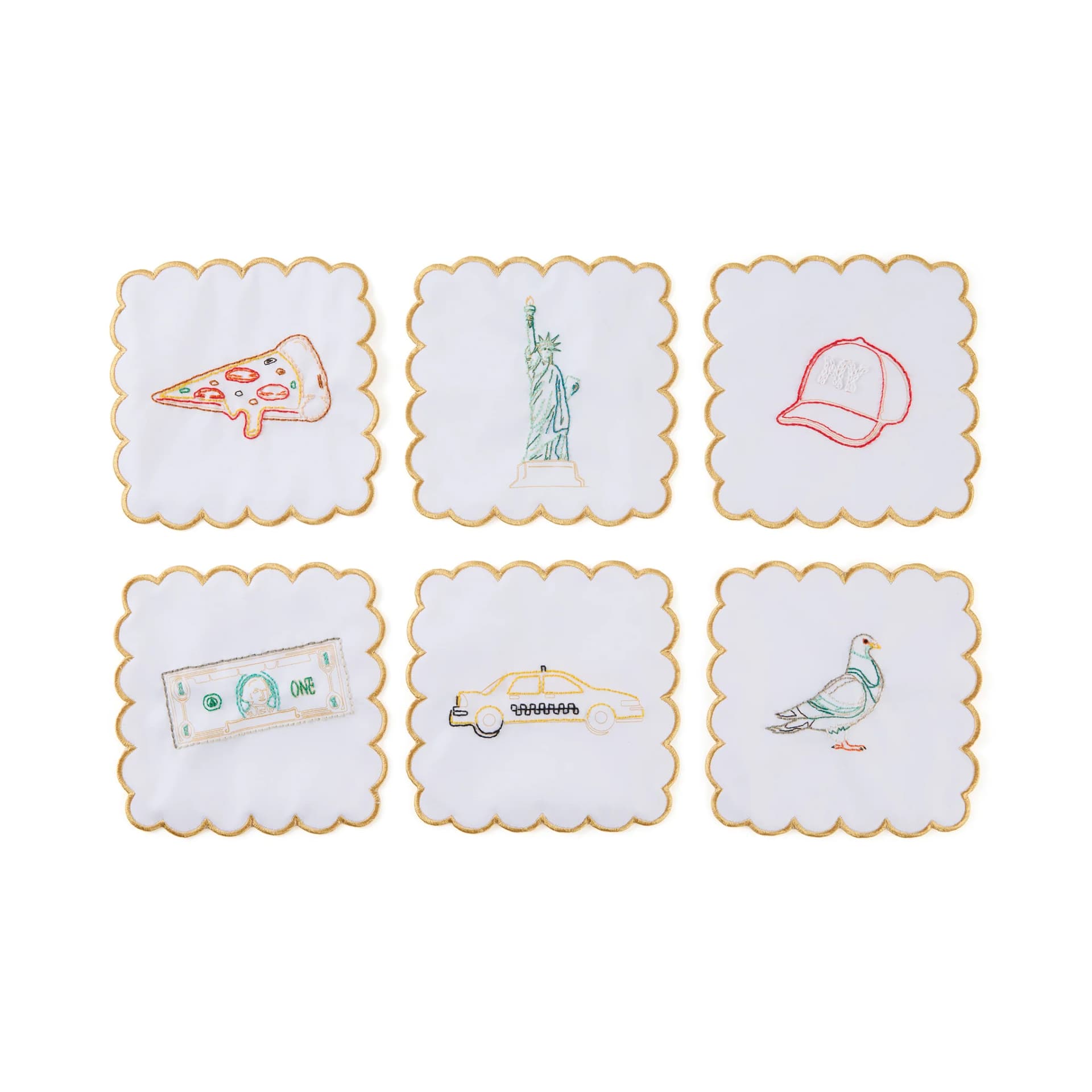 Stitch Your Own Cocktail Napkins - Set of 6 - NYC by Chasing Threads Ltd