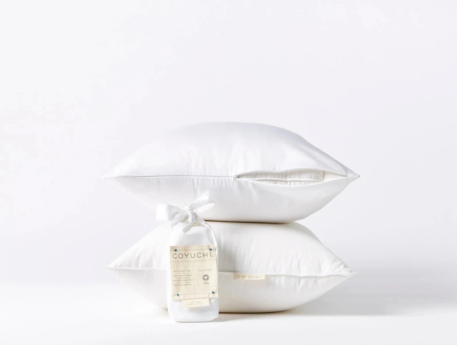Down Feather Pillows + Organic Protectors Bundle by Coyuchi