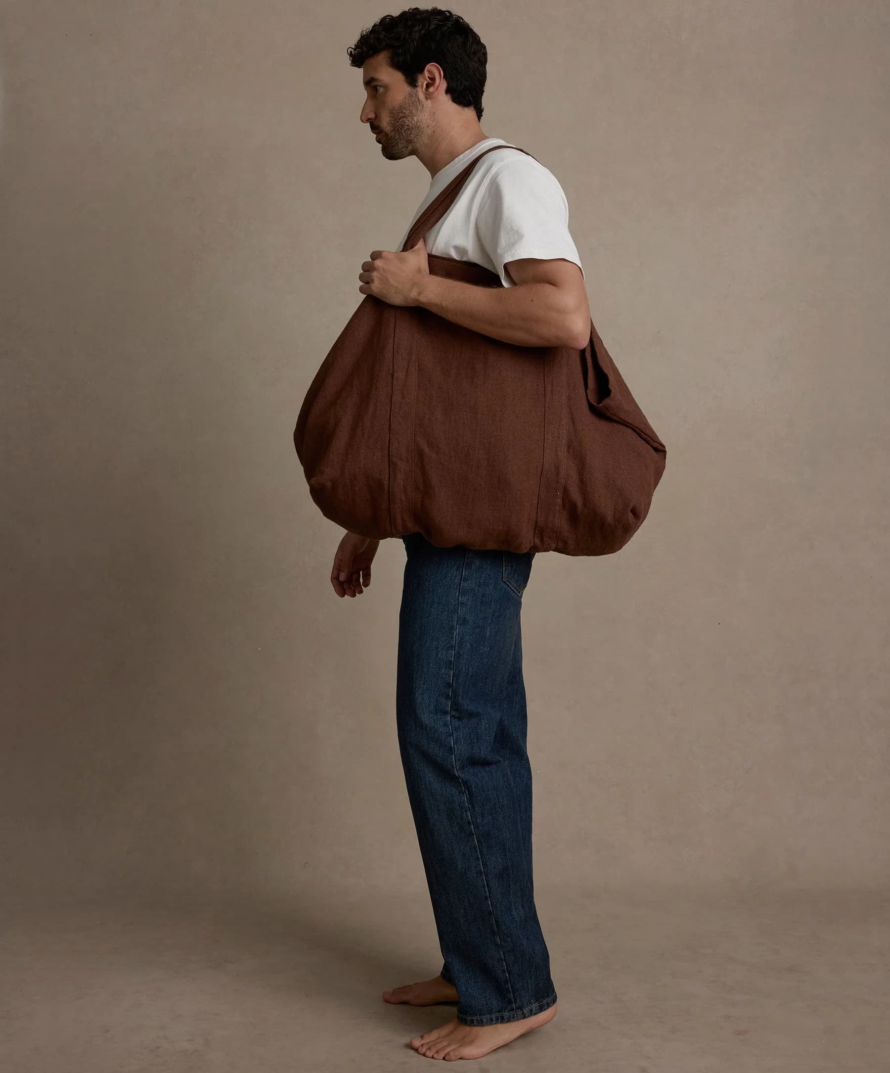 Frankie Linen Tote - Cocoa by Cultiver