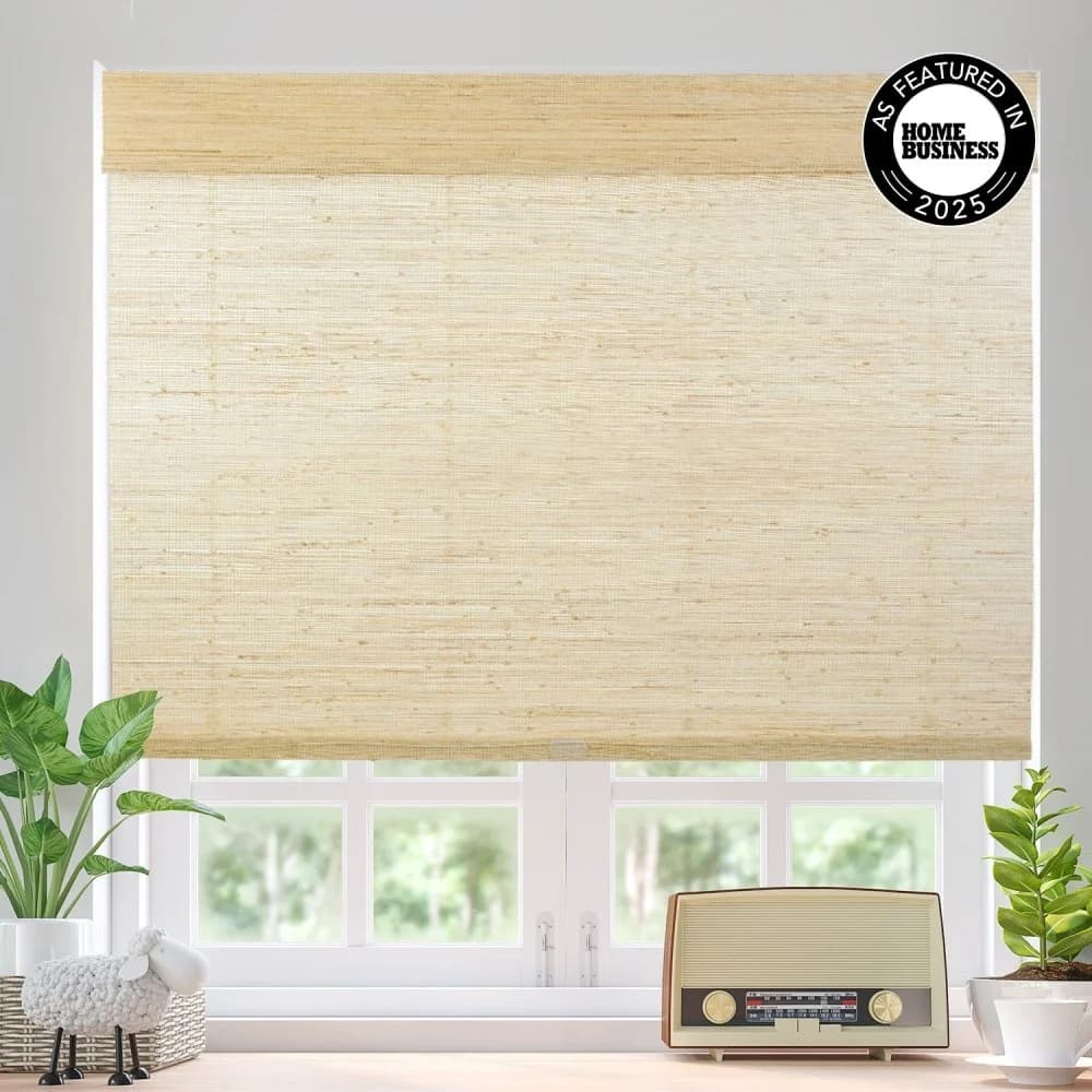 Millie Custom Natural Ramie Bamboo Woven Shades Cordless by Deconovo