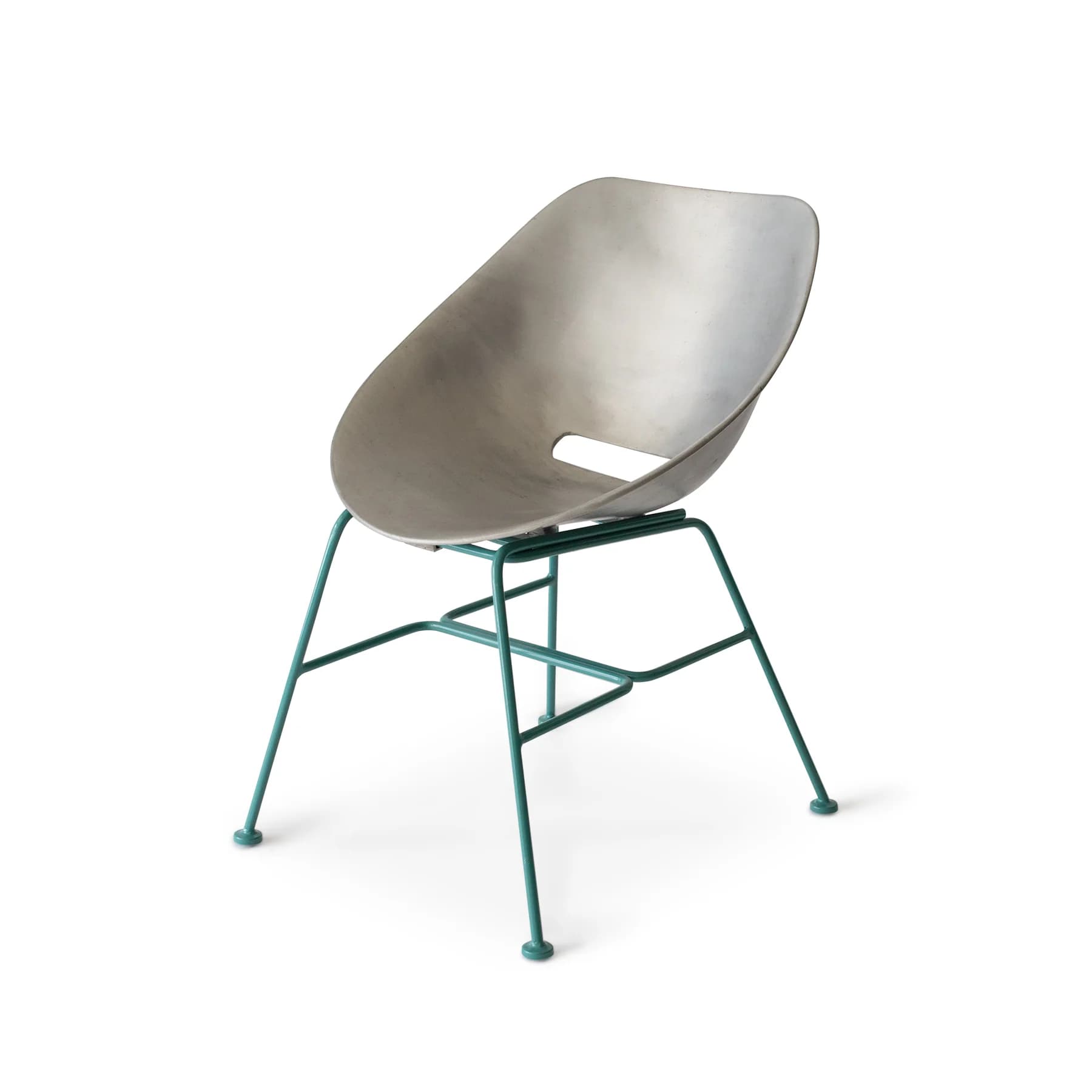 Aluminum Shell Chair with Turquoise Base by Garza Marfa