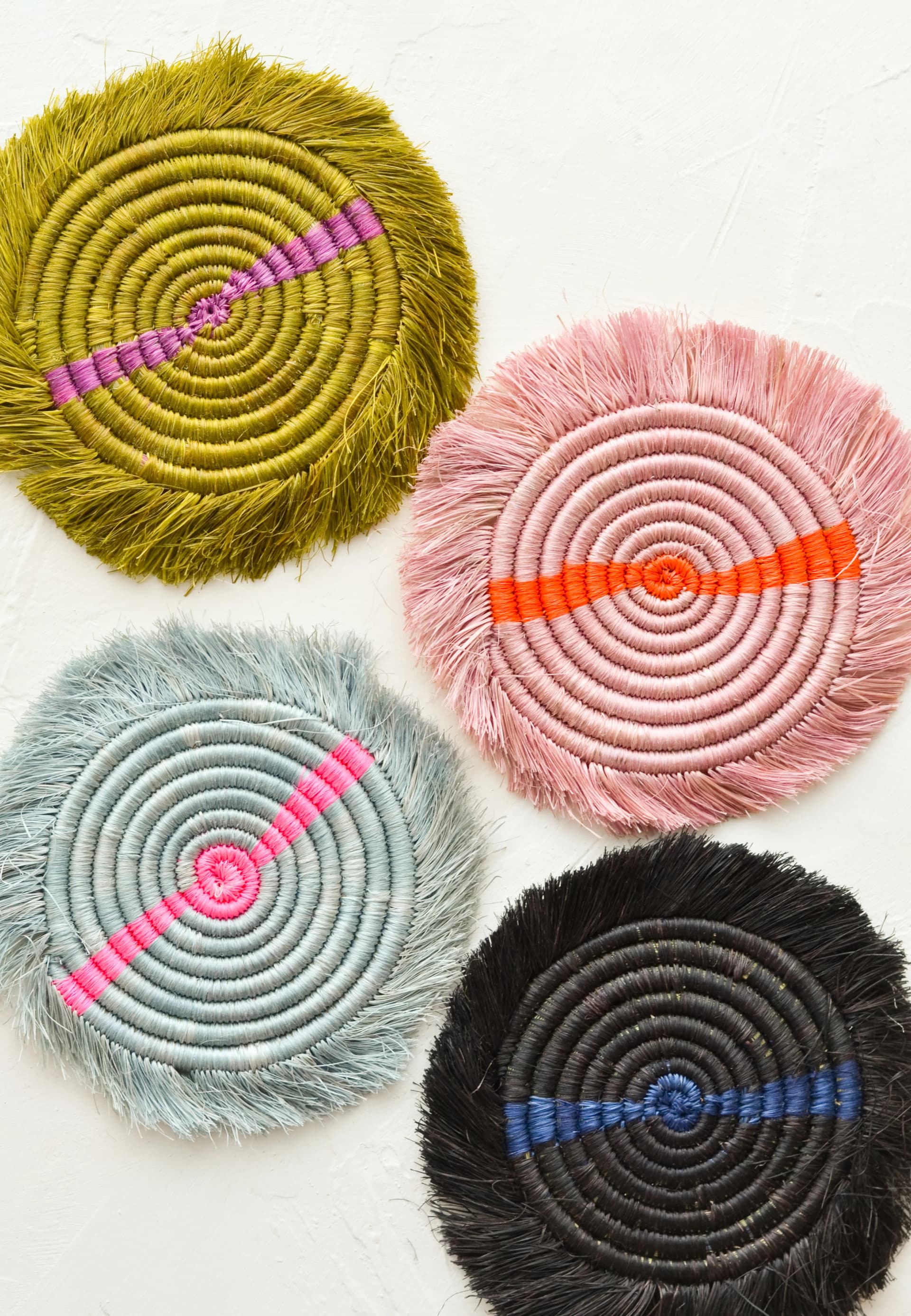 Neon Stroke Sweetgrass Coaster Set by Kazi
