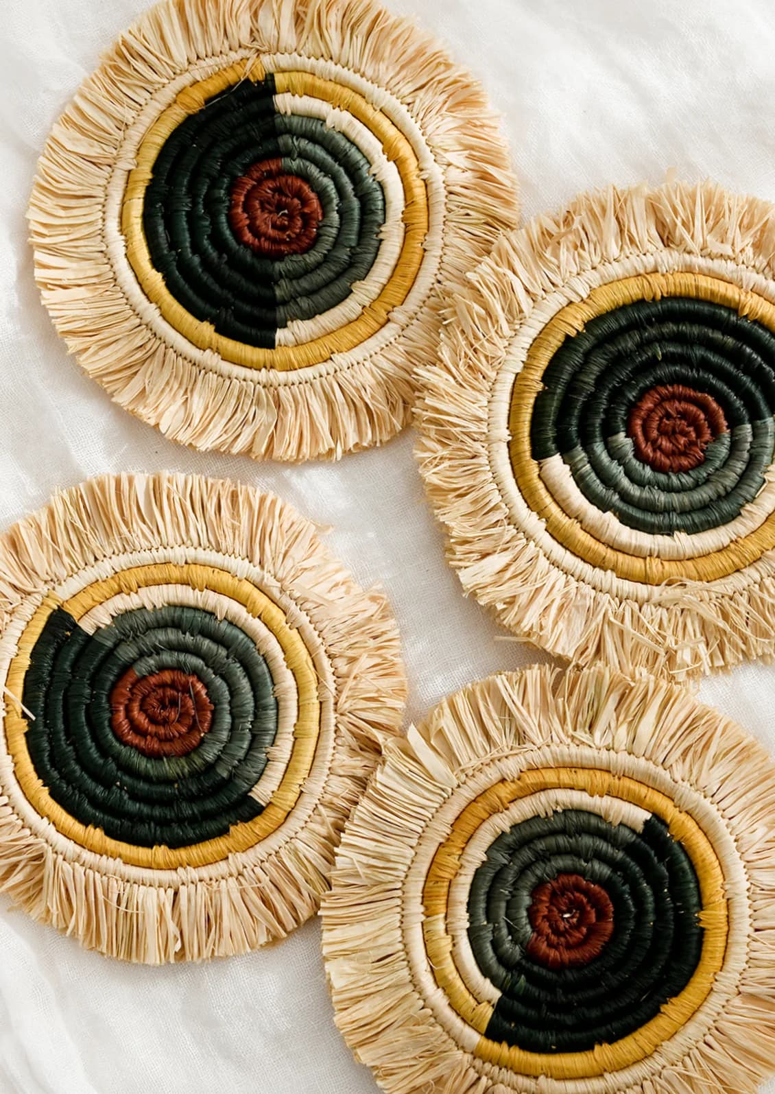 Sedgefield Raffia Coaster Set by Kazi