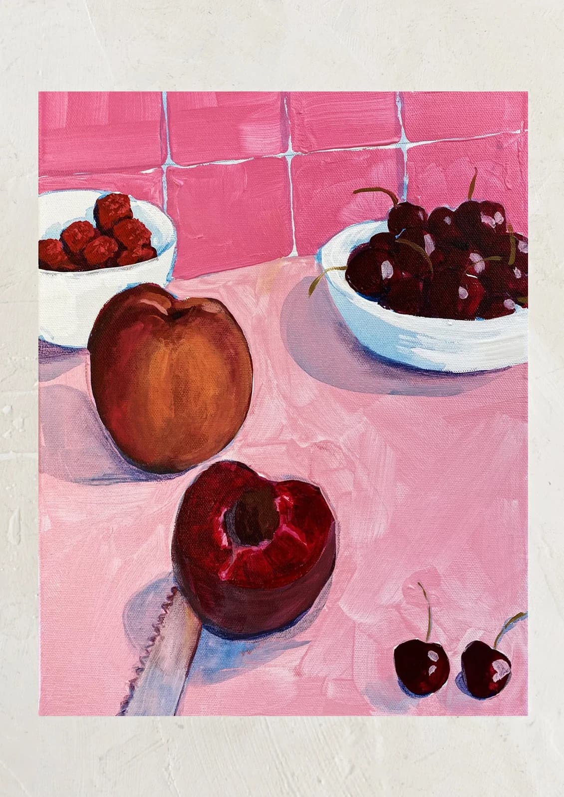 Still Life With Cherries Print by Lindsey Cherek Waller