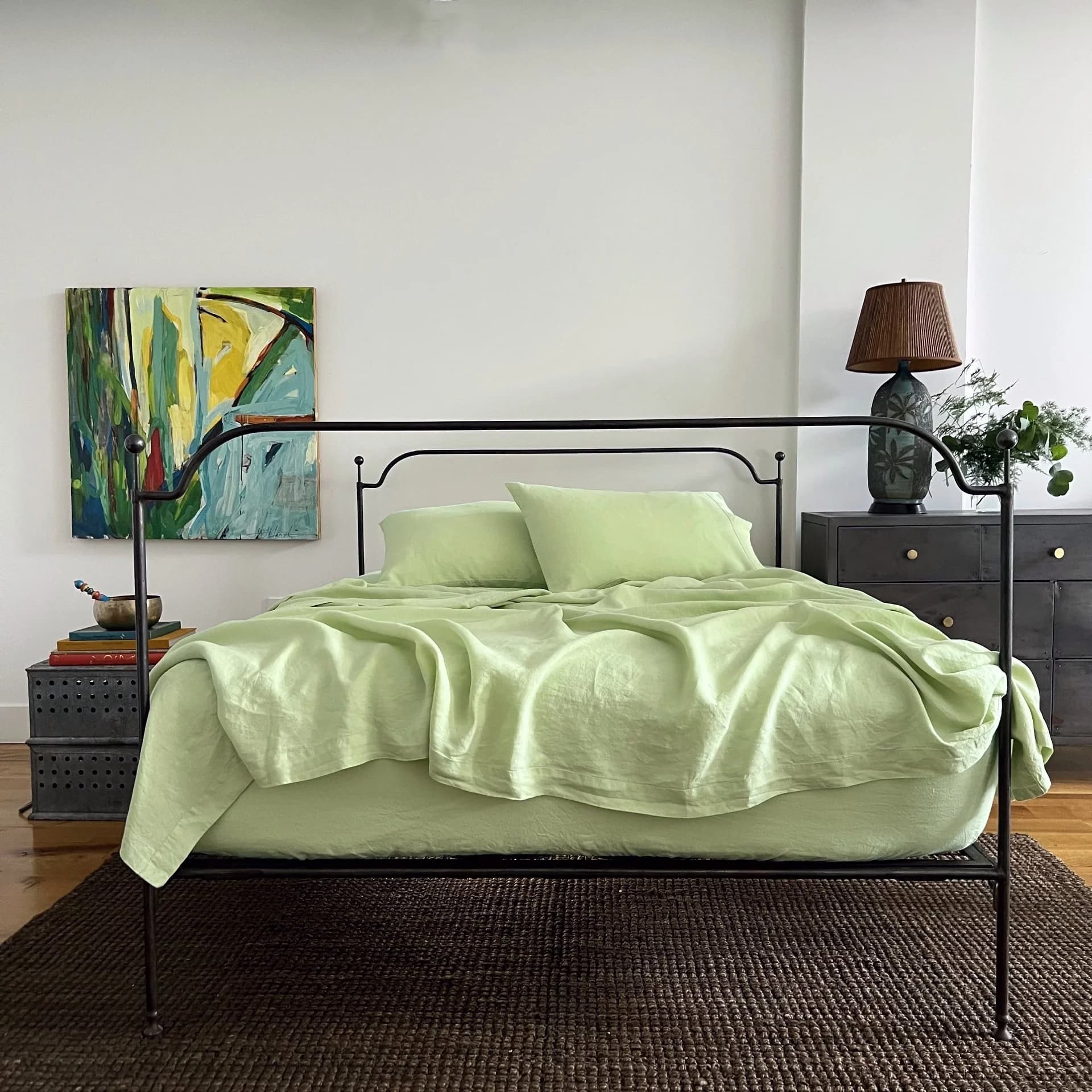 Mint Linen Flat Sheet by Linoto