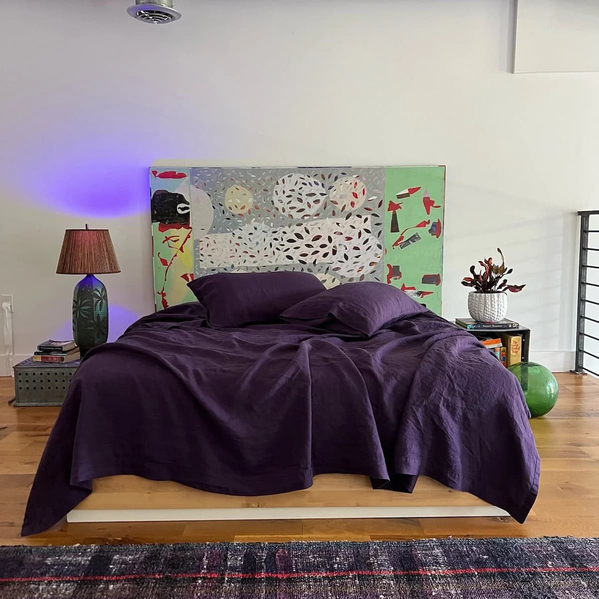 Sale Aubergine Linen Sheet Set by Linoto