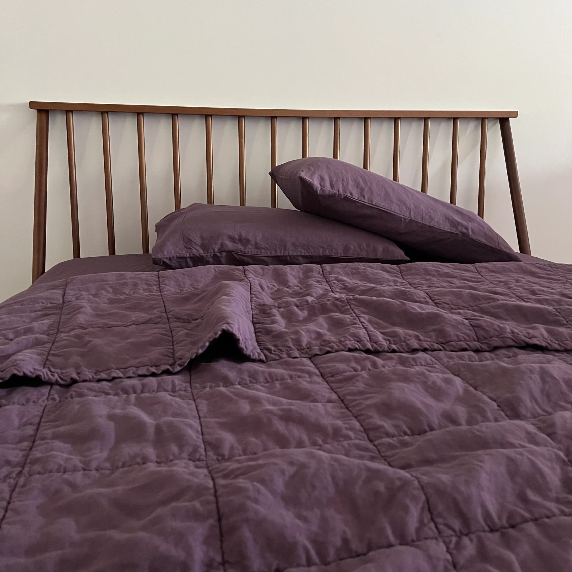 Thistle Quilted Linen Coverlet by Linoto