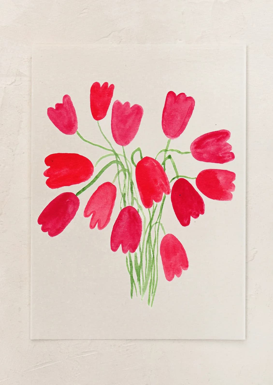 Red Tulips Risograph Print by Madeleine Conover