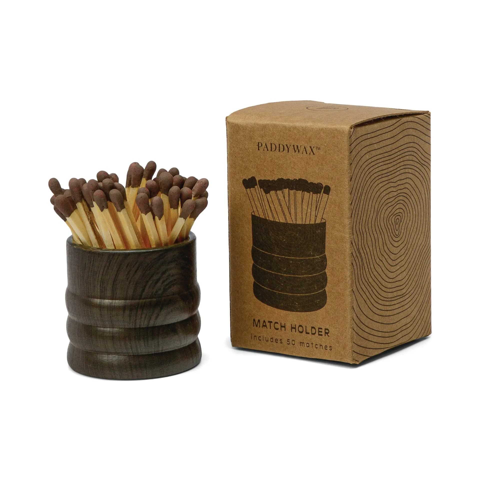 Dark Brown Ceramic Wood Match Holder by Paddywax