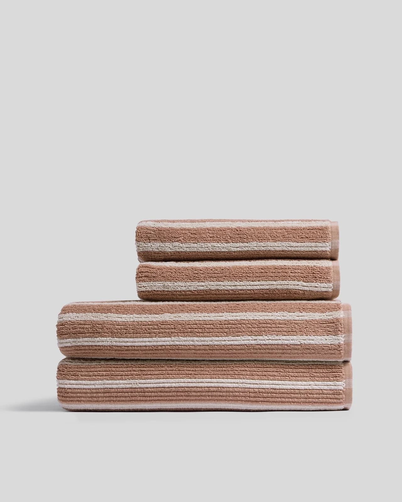 2+2 Organic Resort Stripe Bath Bundle - Adobe with Butter by Parachute Home