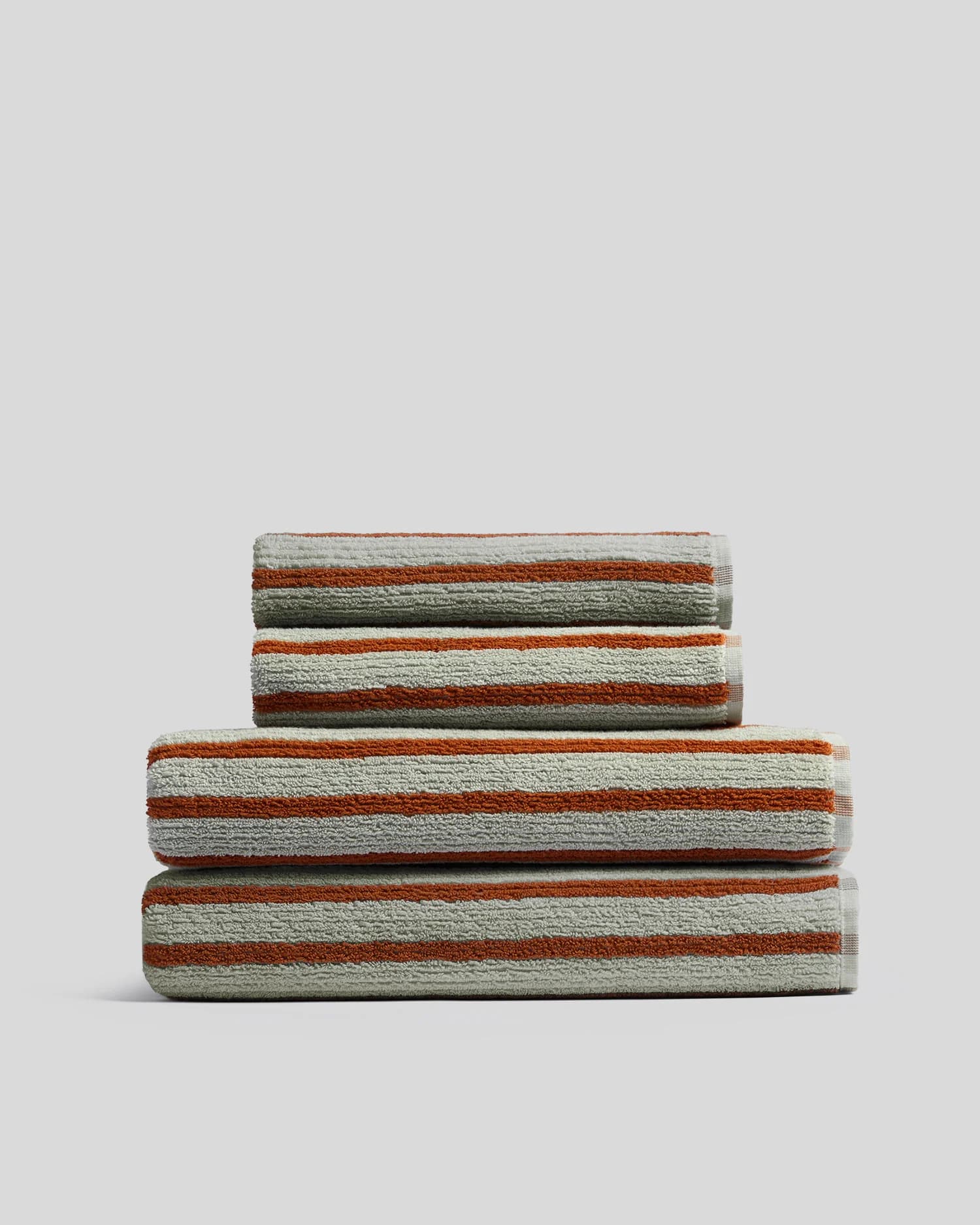 2+2 Organic Resort Stripe Bath Bundle - Sage with Russet by Parachute Home