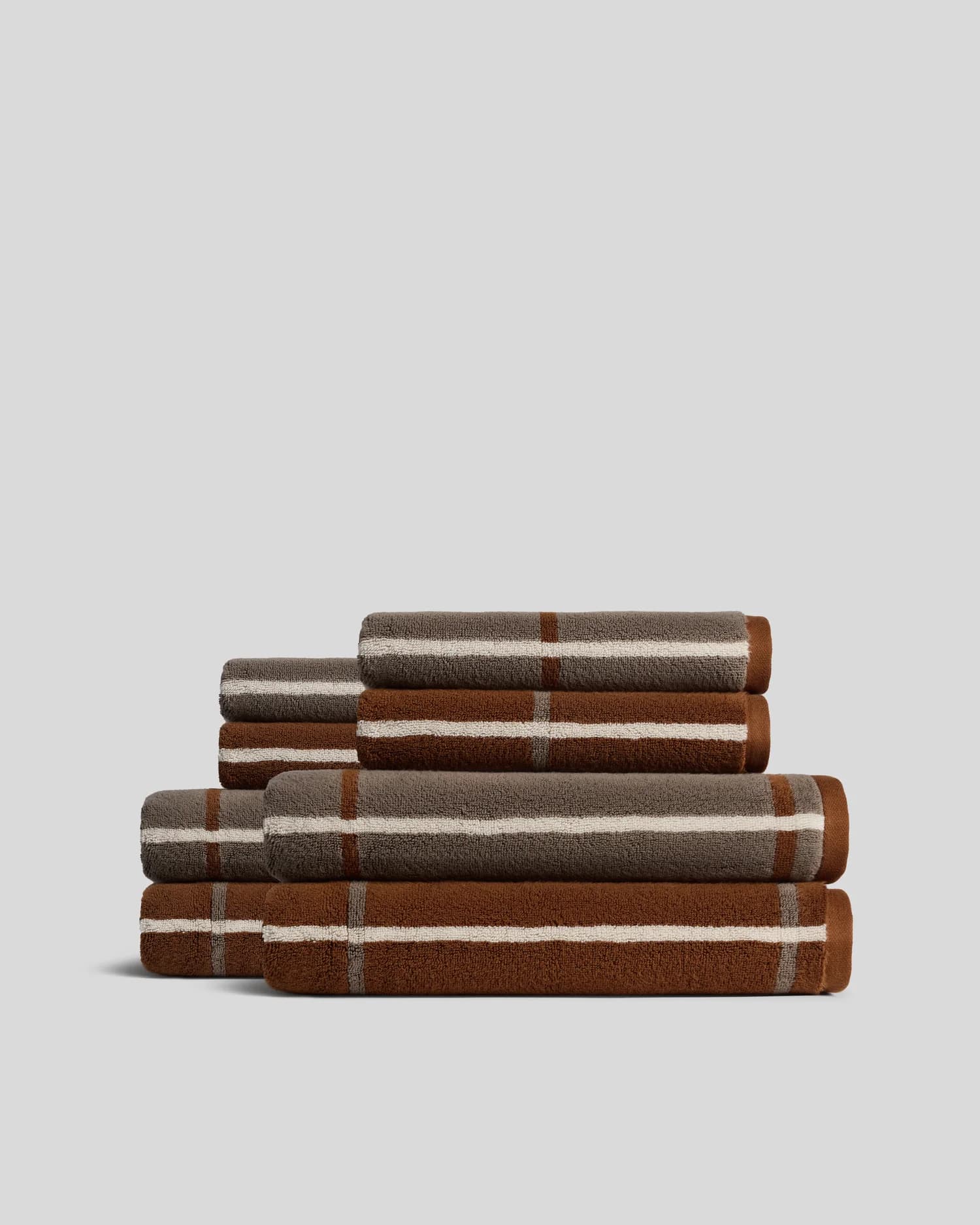 4+4 Organic Plush Bath Bundle - Tobacco Windowpane by Parachute Home