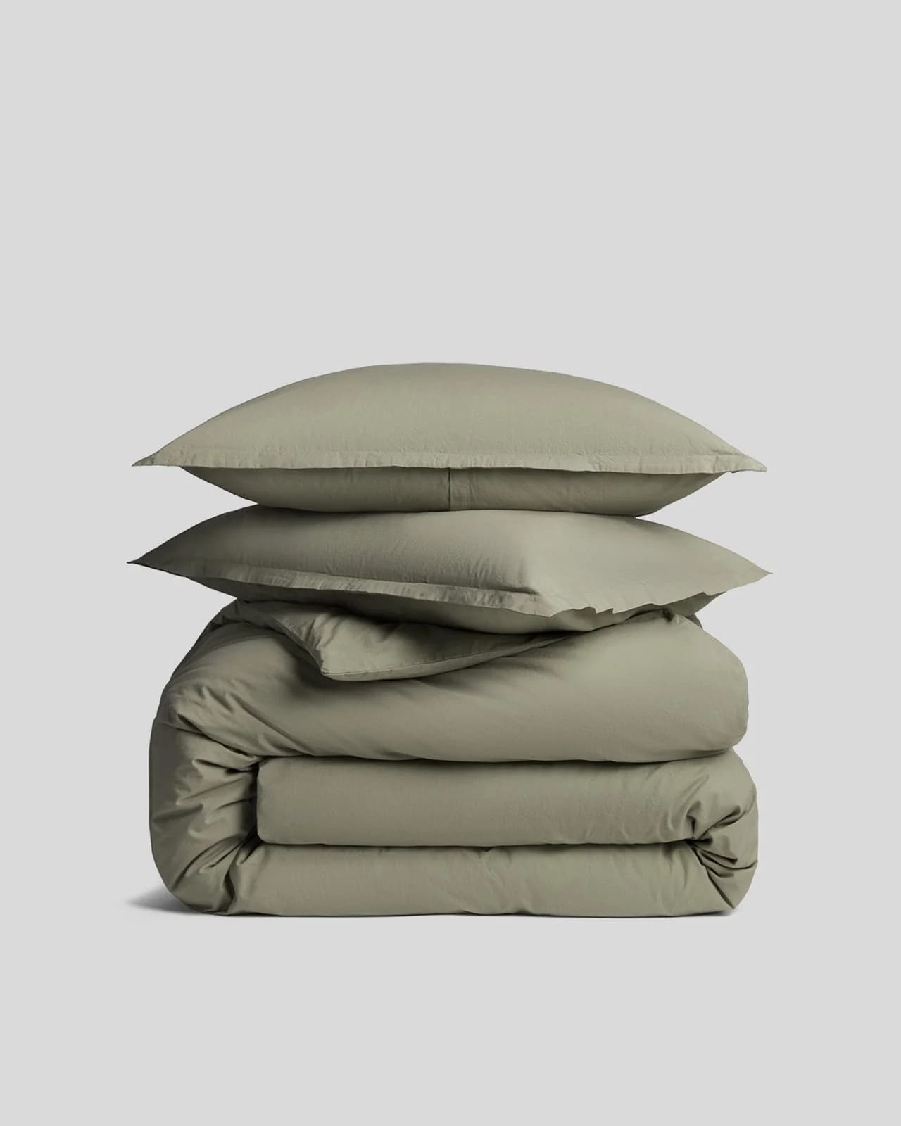 Brushed Cotton Duvet Cover Set - Moss F/Q by Parachute Home