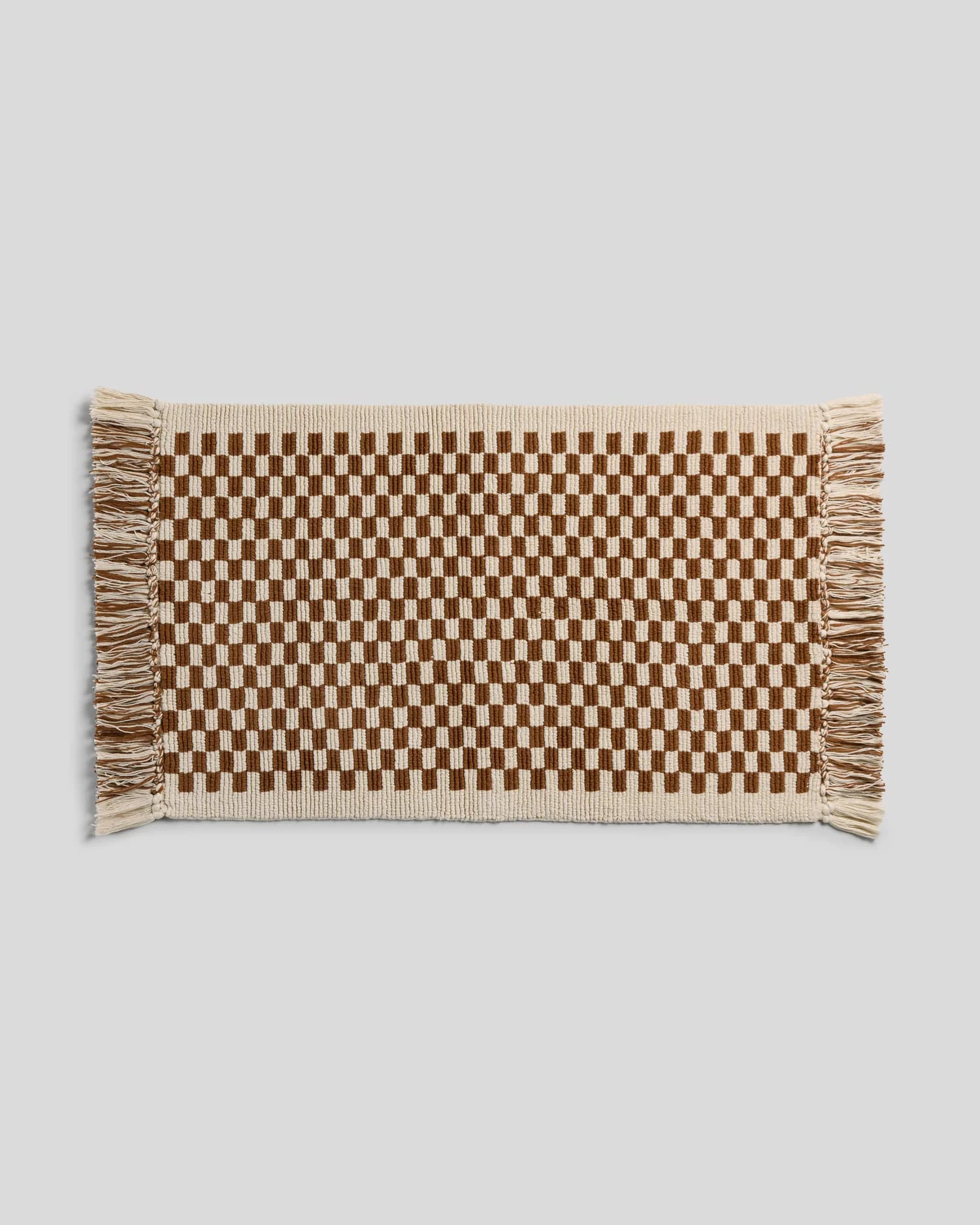 Organic Checkered Bath Rug (Natural and Tobacco) by Parachute Home