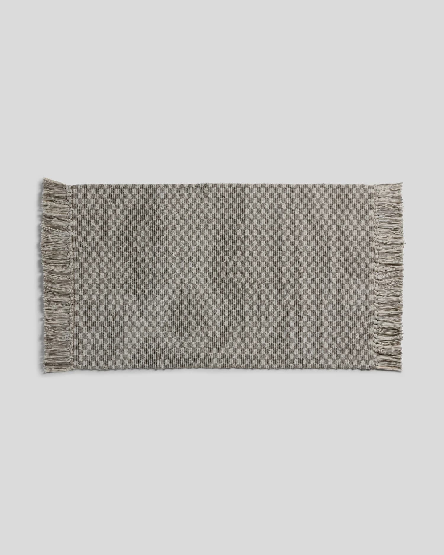 Organic Checkered Bath Rug (Pebble and Dove) by Parachute Home