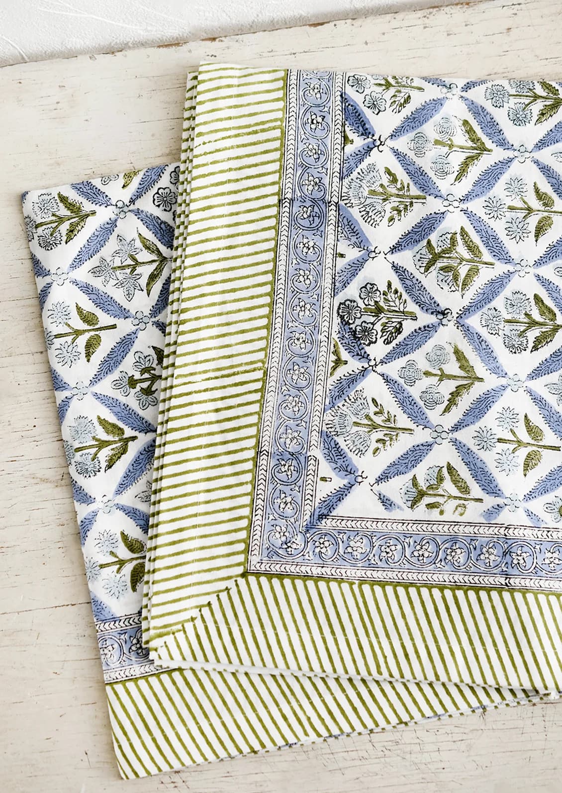 Framed Florals Block Print Tablecloth by The Enchanted Home